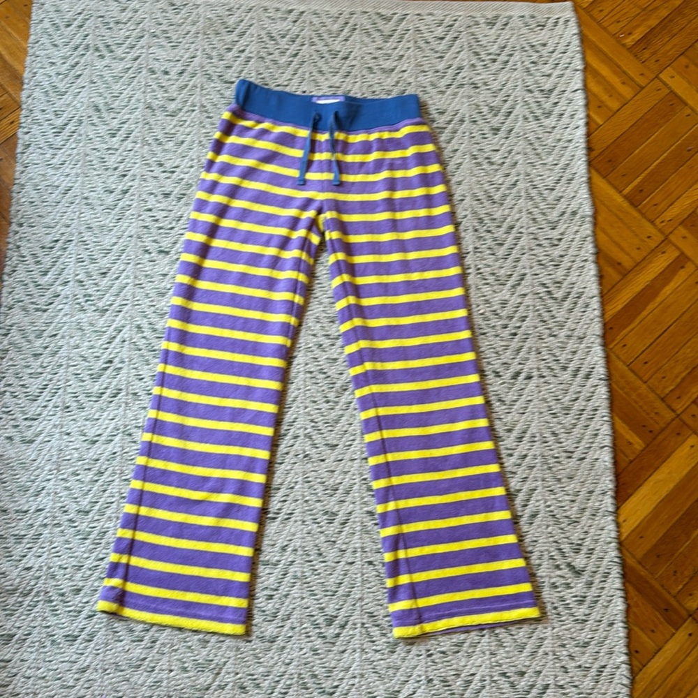 Mini Boden yellow and purple striped pants Girls size 10